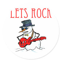 Let's Rock Snowman Sticker