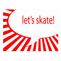 let's skate! cartoon speech bubble post card