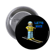 Lets Ski 2 Pinback Button