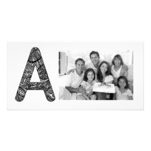 Letter A Monogram Doodle Customized Photo Card