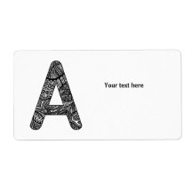 Letter A Monogram Doodle Personalised Shipping Label