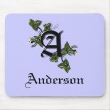 Letter A monogram, personalize Mousepads