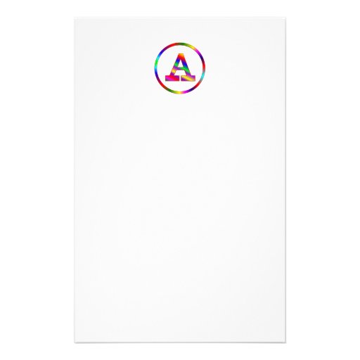 Letter A Rainbow Custom Stationery