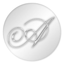 Letter A script initial faux silver monogram favou