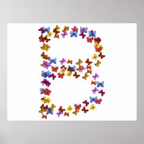 Letter B of colourful butterfly graphics