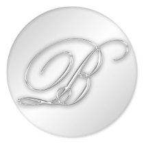 Letter B script initial faux silver monogram favou