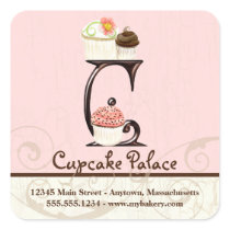 Letter C Monogram Cupcake Logo Business Stickers