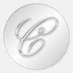 Letter C script initial faux silver monogram favou Sticker