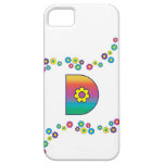 Letter D Monogram in Flores Rainbow