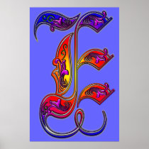 Letter E Alphabet Monogram Print