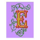 Letter E Alphabet Vines Print Postcards