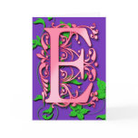 Letter E Monogram Initial on Pink Purple Cards