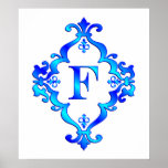 Letter F Blue posters
