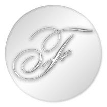 Letter F script initial faux silver monogram favou