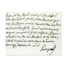 Letter from George II to the Duke of Newcastle Stretched Canvas Print