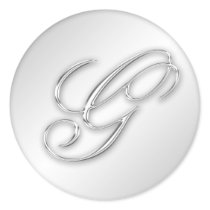 Letter G script initial faux silver monogram favou