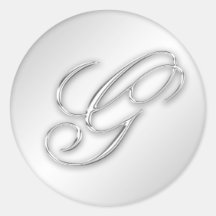 Letter G script initial faux silver monogram favou Stickers
