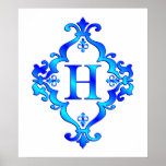 Letter H Blue posters