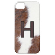 Letter H Brand on Cowhide print iphone 5 case