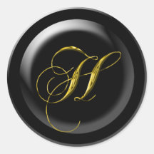 Letter H Wedding Seal Round Sticker