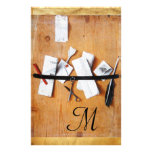 LETTER HOLDER IN WOOD MONOGRAM brown black white Personalized Stationery