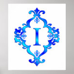 Letter I Blue posters