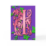 Letter I Monogram Initial on Pink Purple Cards