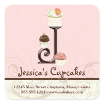 Letter J Monogram Cupcake Logo Business Stickers