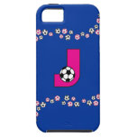 Letter J Monogram in Soccer Pink