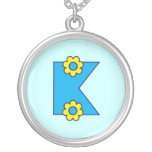 Letter K in Flores Blue Custom Necklace