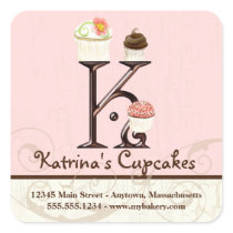 Letter K Monogram Cupcake Logo Business Stickers