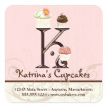 Letter K Monogram Cupcake Logo Business Stickers