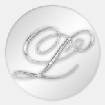 Letter L script initial faux silver monogram favou Stickers