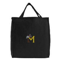 Letter M Flamingo Monogram Embroidered Bag