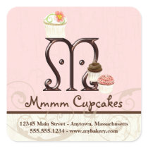 Letter M Monogram Cupcake Logo Business Stickers