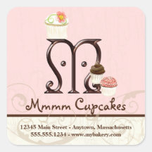 Letter M Monogram Cupcake Logo Business Stickers