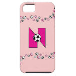 Letter N Monogram in Soccer Pink
