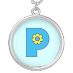 Letter P in Flores Blue Pendant