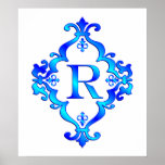 Letter R Blue posters