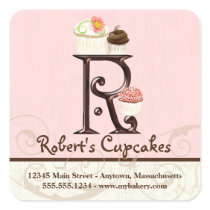 Letter R Monogram Cupcake Logo Business Stickers
