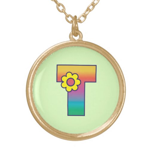 Letter T in Flores Rainbow Personalized Necklace