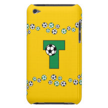 Letter T Monogram in Soccer Green Barely There iPod Covers