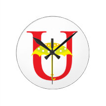 Letter U Initial Clock