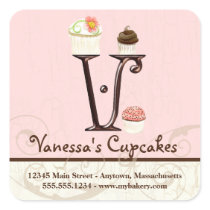 Letter VMonogram Cupcake Logo Business Stickers
