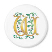 Letter W Monogram Refrigerator Magnet