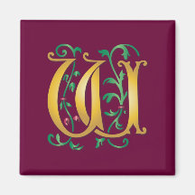 Letter W Monogram Magnets