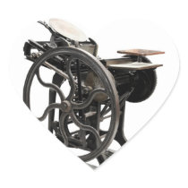 letterpress machine heart stickers