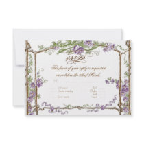 Letterpress Style Vintage Faux Bois Trellis Purple