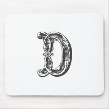 Lettre D de monogramme dans le noir Tapis De Souris