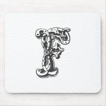 Lettre F de monogramme dans le noir Tapis De Souris